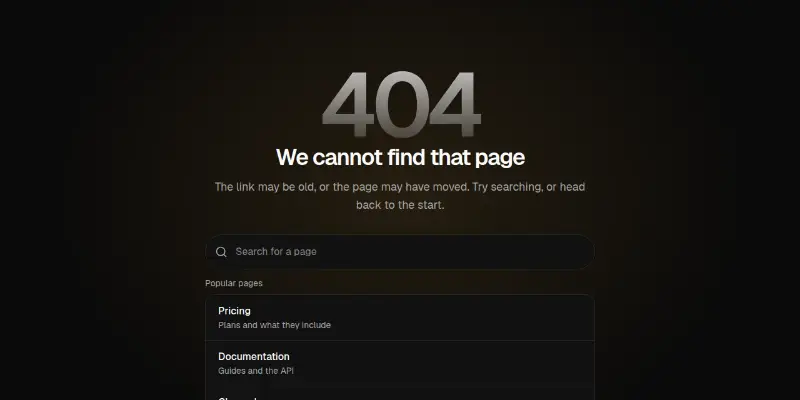 Error Pro 1: error pages with search preview
