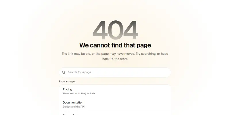 Error Pro 1: error pages with search preview