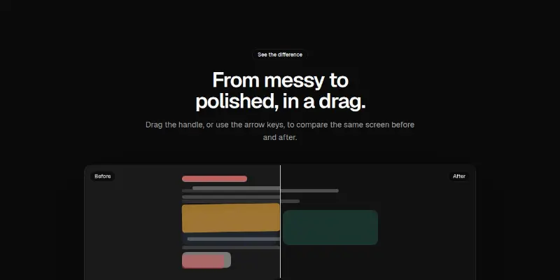Features Pro 1: before and after slider preview