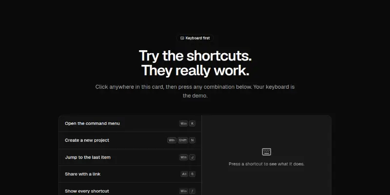 Features Pro 10: press-the-keys playground preview