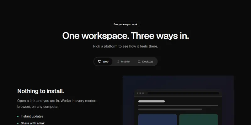 Features Pro 15: platform tabs preview