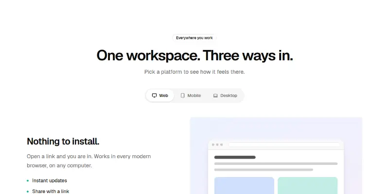 Features Pro 15: platform tabs preview