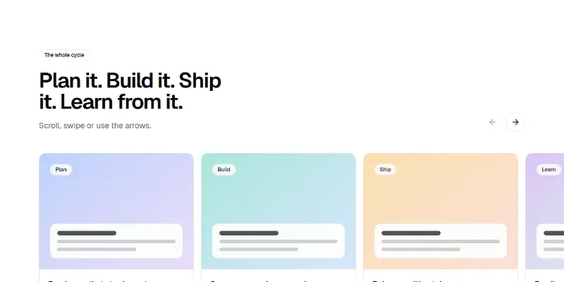 Features Pro 16: scroll-snap carousel preview