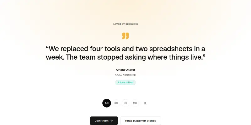 Hero Pro 10: rotating customer quotes preview
