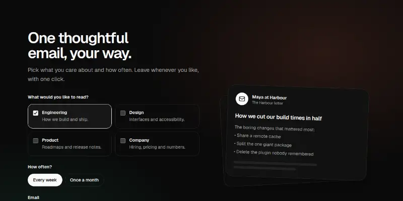 Newsletter Pro 1: topics and frequency signup preview