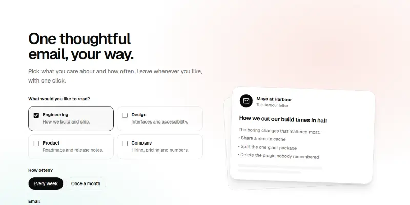 Newsletter Pro 1: topics and frequency signup preview