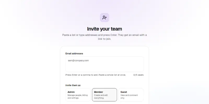 Onboarding Pro 4: invite teammates preview