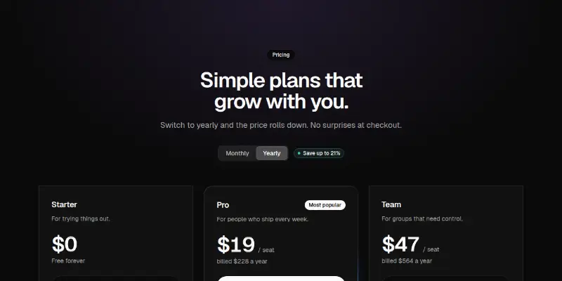 Pricing Pro 1: rolling prices with billing switch preview
