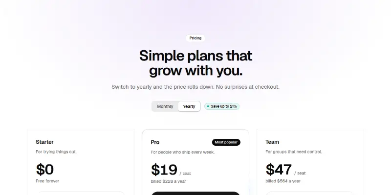 Pricing Pro 1: rolling prices with billing switch preview