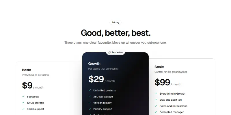 Pricing Pro 11: raised middle plan preview