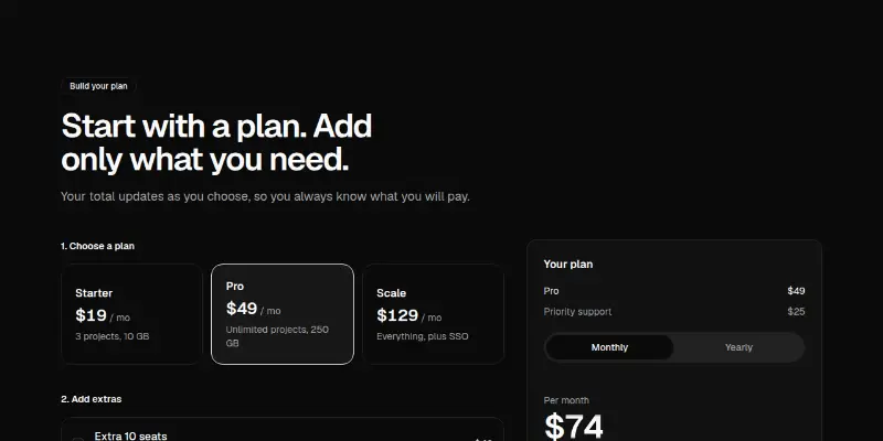 Pricing Pro 12: build your plan with extras preview