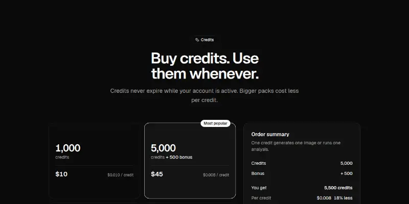 Pricing Pro 13: credit packs preview
