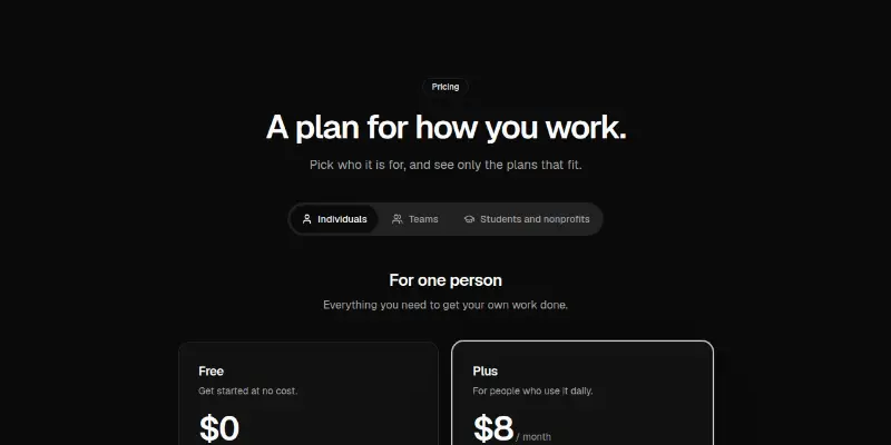 Pricing Pro 14: audience tabs preview