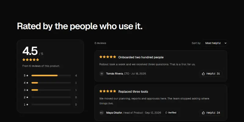 Testimonials Pro 6: rating summary with reviews preview
