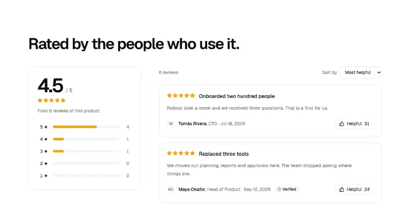 Testimonials Pro 6: rating summary with reviews preview