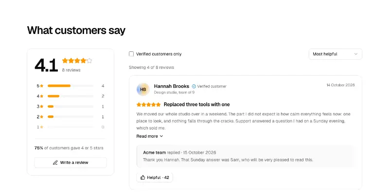 Reviews 1: customer reviews preview