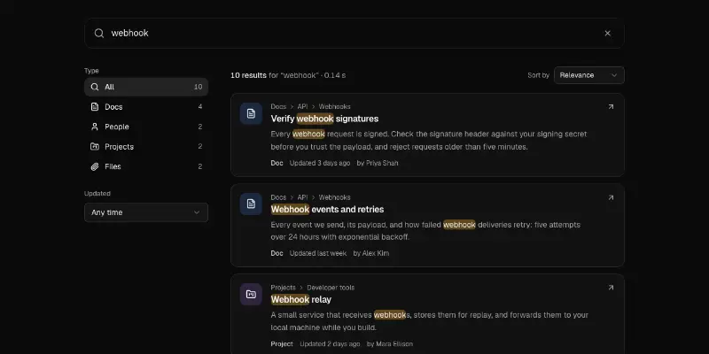 Search 1: results page preview