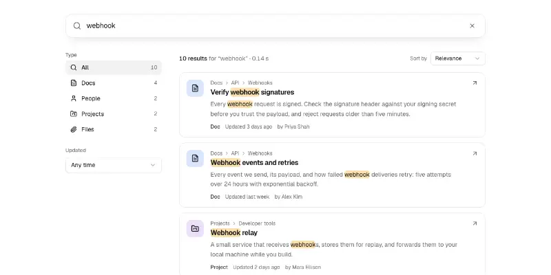Search 1: results page preview