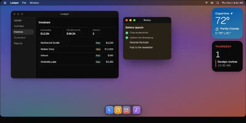 Showcase 1: interactive Mac desktop preview