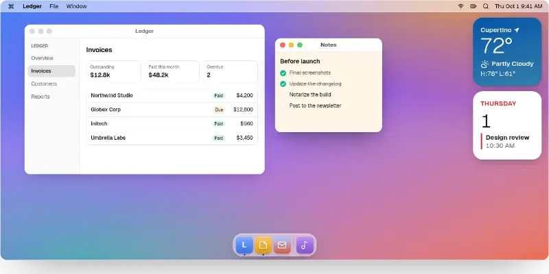 Showcase 1: interactive Mac desktop preview