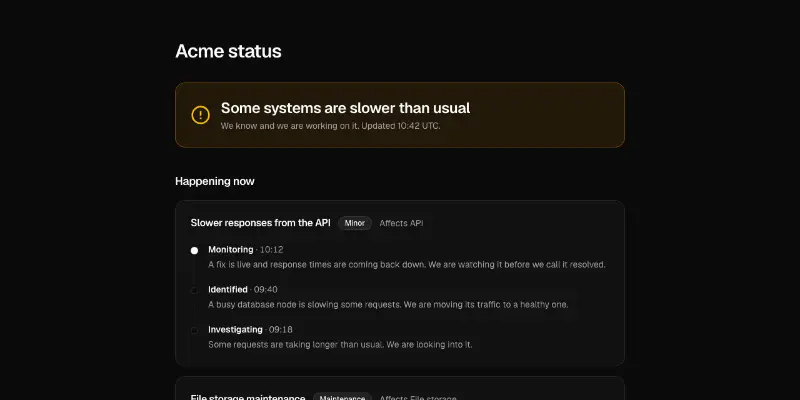 Status 1: system status page preview