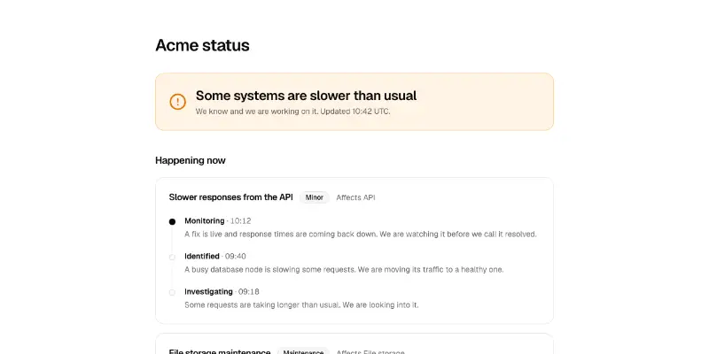 Status 1: system status page preview