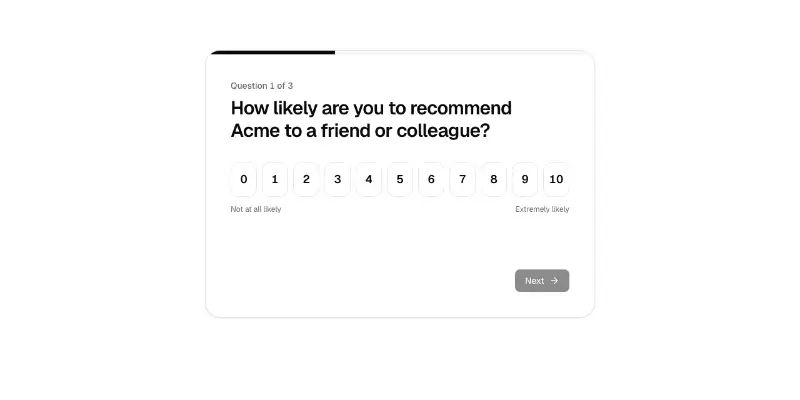 Survey 1: NPS feedback preview