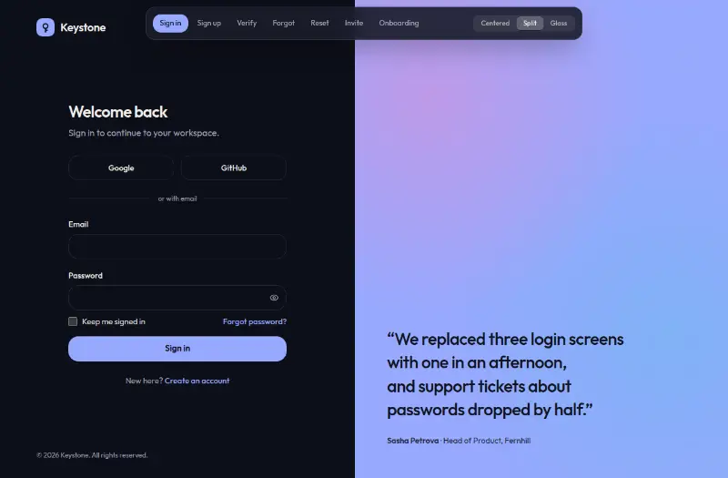 Auth Kit: complete sign-in flow preview