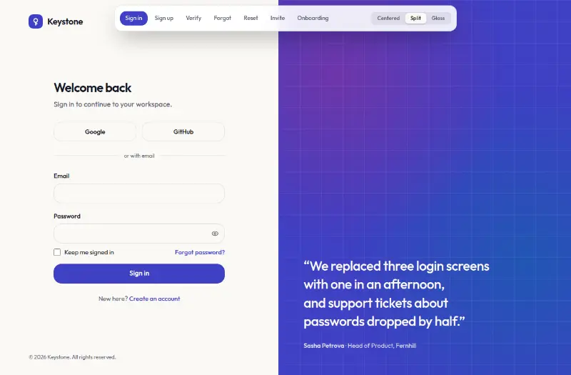 Auth Kit: complete sign-in flow preview