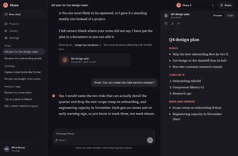 Muse: AI chat app preview