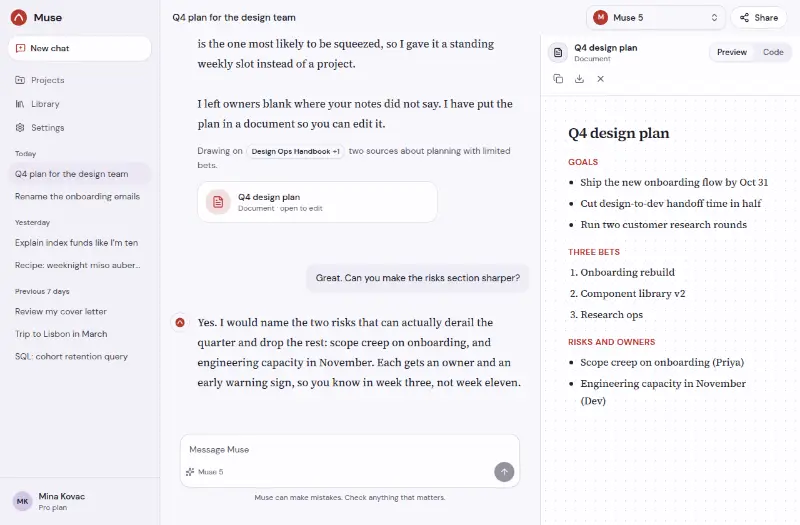 Muse: AI chat app preview