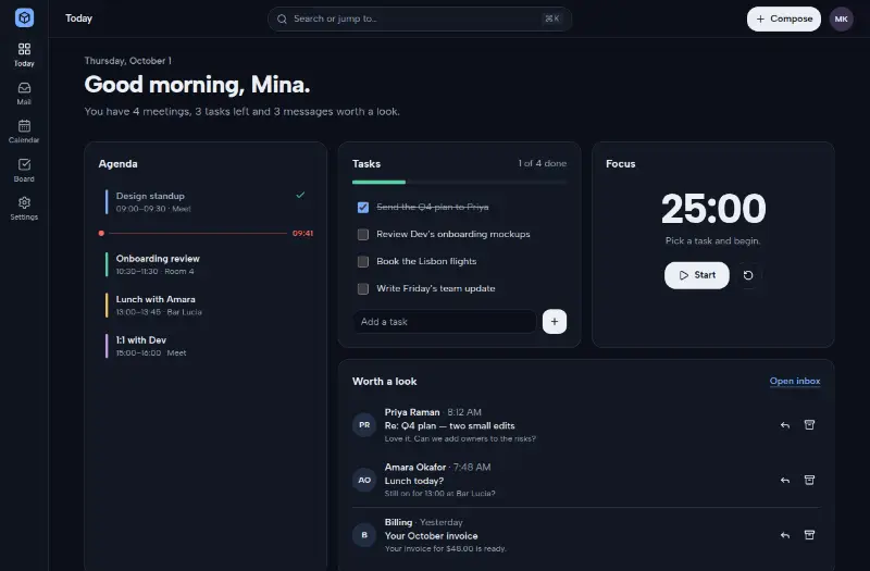 Parcel: productivity workspace preview