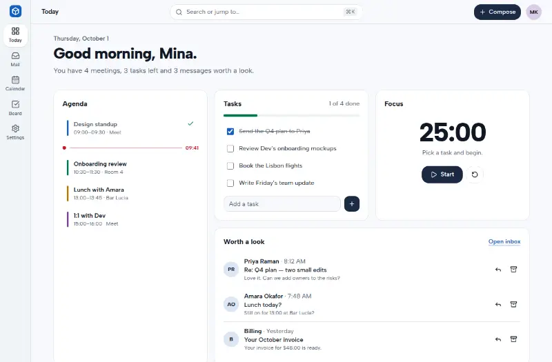 Parcel: productivity workspace preview