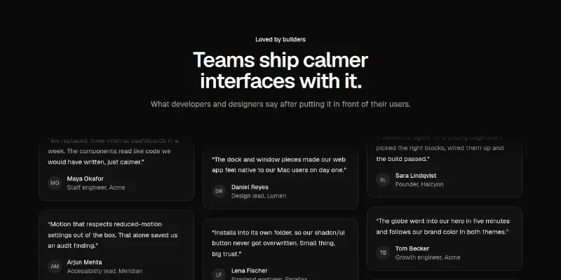 Testimonials 1: scrolling wall of quotes preview