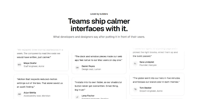 Testimonials 1: scrolling wall of quotes preview