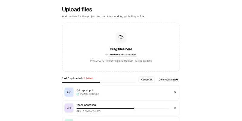 Upload 1: upload manager preview